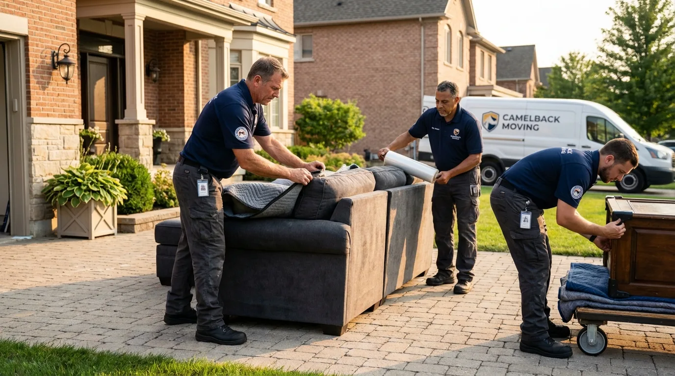 Large estate moving crew wrapping furniture in Panora, IA